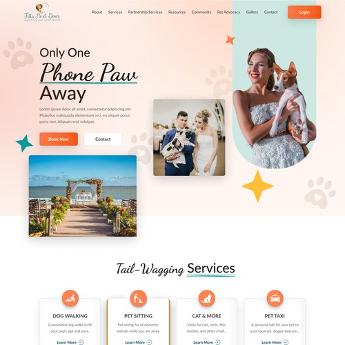 Service website with the title 'Jills Next Door Webpage'