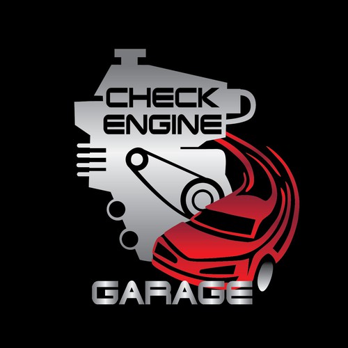Race car logo with the title 'Engine-Fast Card Design 1'