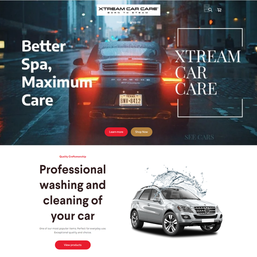 Automotive design with the title 'WEBSITE DESIGN FOR XTREAM CAR CARE'