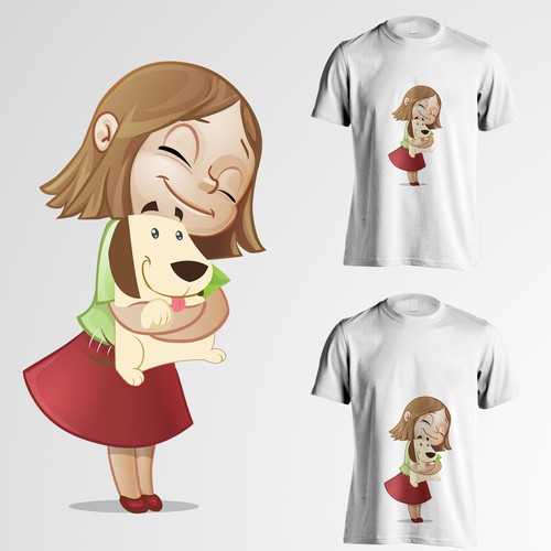 Dog t-shirt with the title 'Girl and puppy'