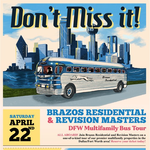Bus design with the title 'Multifamily Bus Tour'
