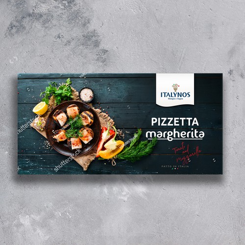 Pizza packaging with the title 'PIZZA MARGARITA'