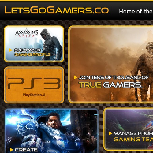 Game website with the title 'Lets Go Gamers'