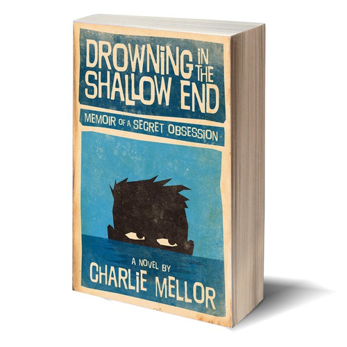 Retro book cover with the title 'Cover for "Drowning in the Shallow End"'
