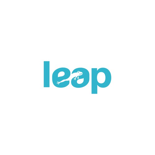 Frog design with the title 'Modern Negative Space Logo Concept for Leap'