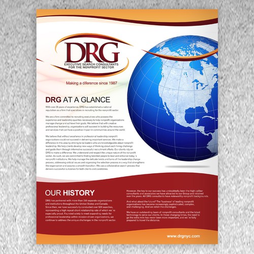 Handout design with the title 'Brochure design for a firm that works with nonprofit organizations'