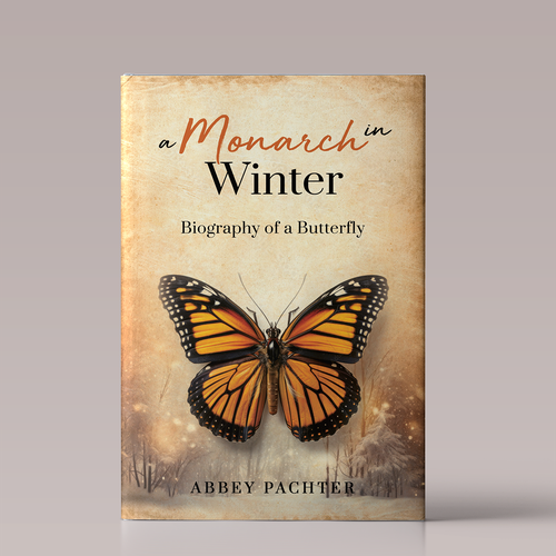Biography design with the title 'Book Cover Design - A Monarch in Winter'