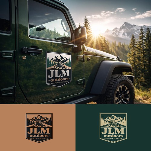 Outdoors design with the title 'Outdoor services badge logo'