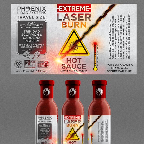 Sauce packaging with the title 'Hot Sauce Label Design'
