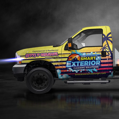 Truck design with the title 'Summer Theme for Exterior Cleaning Company'
