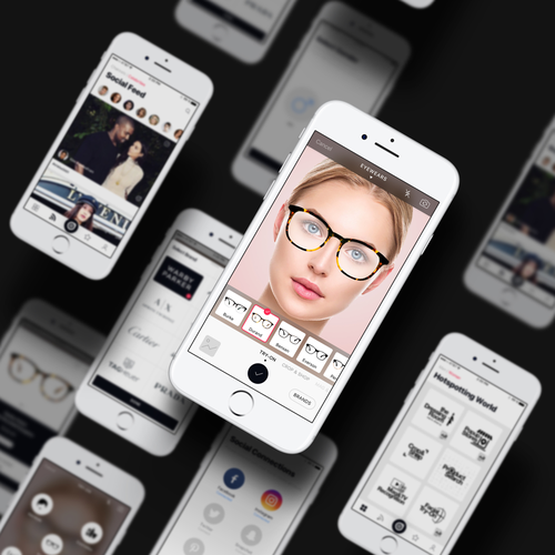 Augmented reality design with the title 'iOS app design for trend fashion company'