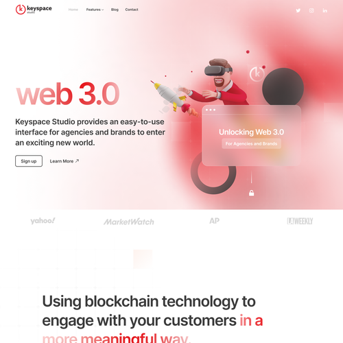 3D website with the title 'Web 3.0 landing page design concept.'
