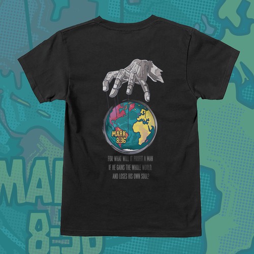 Education t-shirt with the title 'Mark 8:36 illustration'