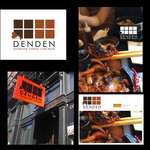 Korea logo with the title 'restaurant DEN DEN KOREAN FRIED CHICKEN '