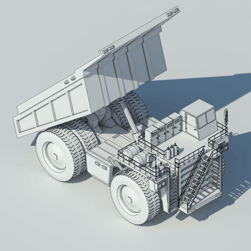 Low poly design with the title 'Dumper Truck'