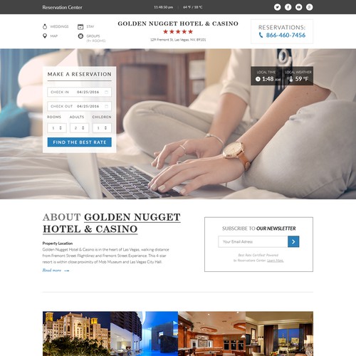Booking website with the title 'online hotel booking engine!'