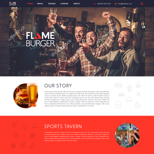 User-friendly website with the title 'Website design for burger/sports bar'