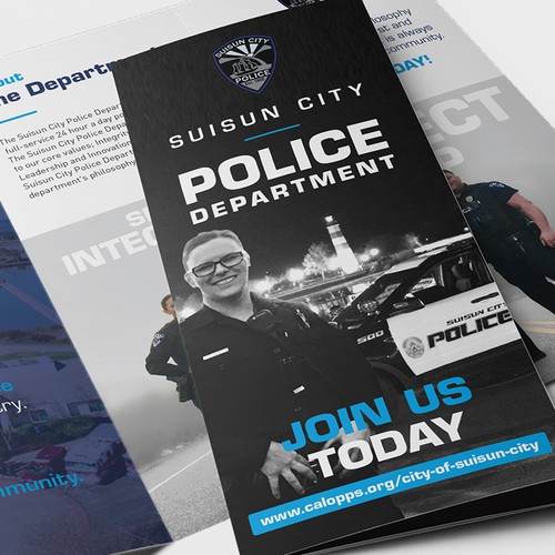 Sleek design with the title 'Suisun City Police Department Tri-Fold Brochure'