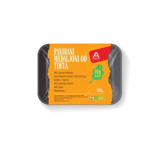 Branding label with the title 'Label for organic Tofu Nuggets 200g'