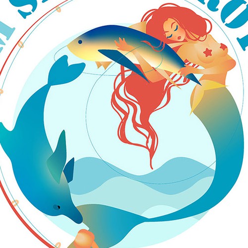 Mermaid artwork with the title 'Design for Winning Sport Fishing Team Shirt'