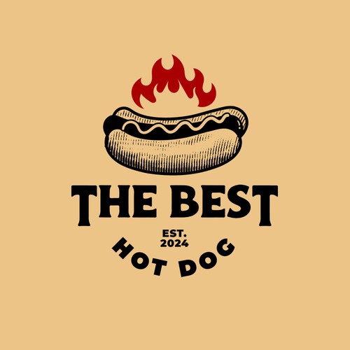 Hot dog logo with the title 'The Best Hot Dog'