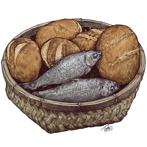 Illustration with the title 'JOHN 6:9'