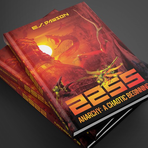 Post-apocalyptic book cover with the title '2255 Fantasy/SCI-FI book cover design'