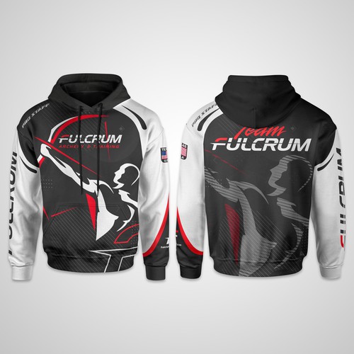 Archery design with the title 'Team Fulcrum Hoodie'