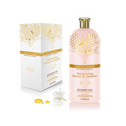 Feminine label with the title 'Label for shower gel'