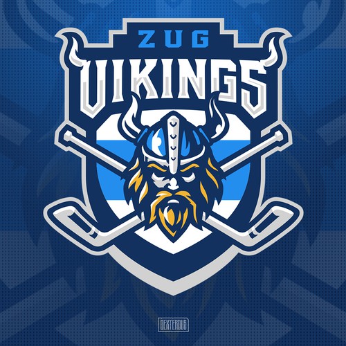 Neon blue safari logo with the title 'Logo for Ball hockey Club Zug Vikings'