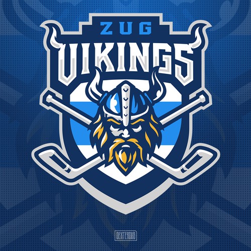 Blue design with the title 'Logo for Ball hockey Club Zug Vikings'