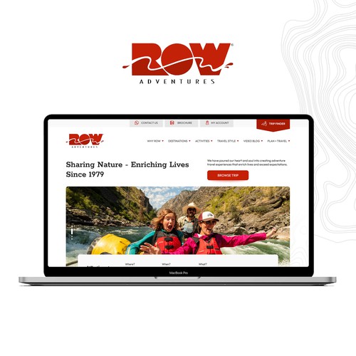 Red website with the title 'Adventure Trip Provider Website Design'
