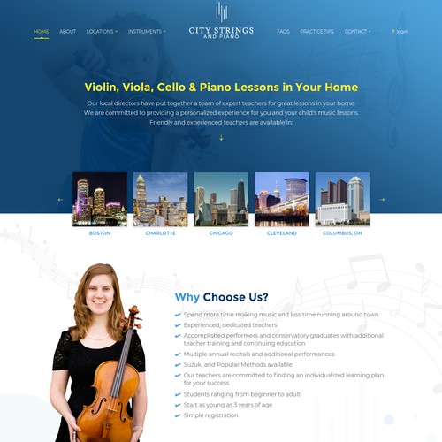 Music website with the title 'City Strings Music Company'