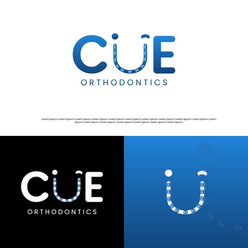 Orthodontist logo with the title 'Logo Concept for CUE Orthodontics'