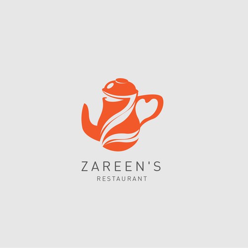 Teapot logo with the title 'Zareen's Restaurant'