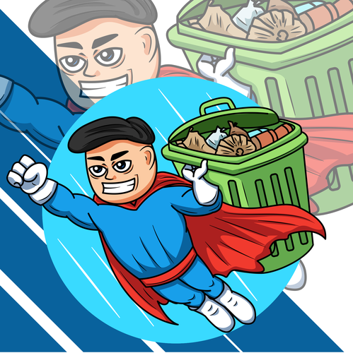 Superhero logo with the title 'Superhero cartoon mascot logo'