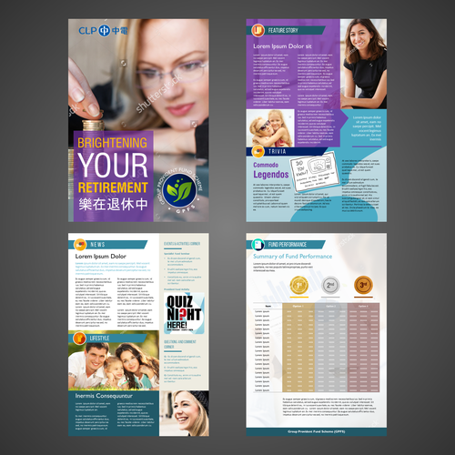 Newsletter design with the title 'Provident Fund Newsletter'