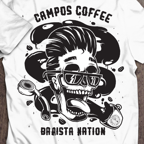 Coffee t-shirt with the title ''Rockabilly' design entry for Campos Coffee'