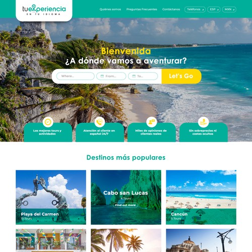 Travel website with the title 'Web Design for Travel Agency'