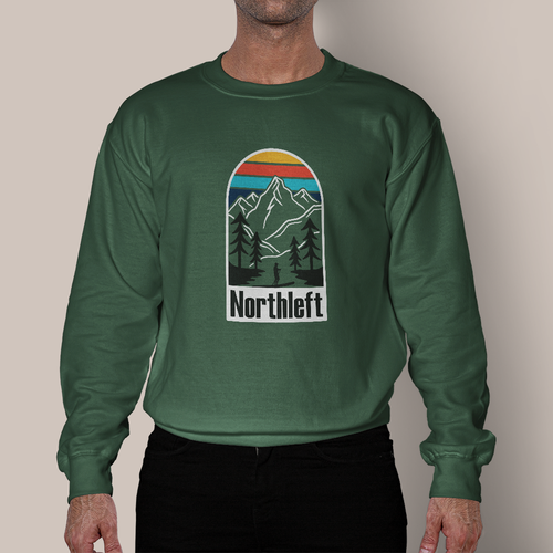 Paddle board design with the title 'Northleft | Paddling on the Mountainside'