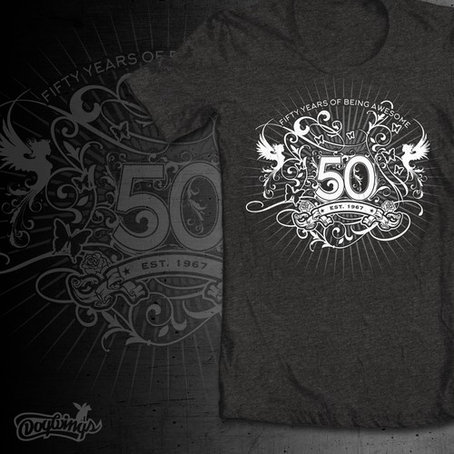 Wings t-shirt with the title 'Celebrating 50'
