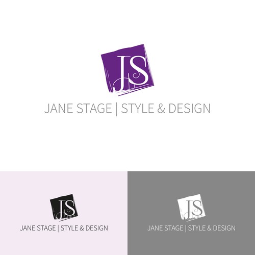 Purple brand with the title 'Clean and simple logo for a design company.'