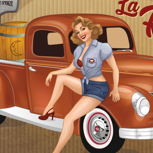 Pin-up design with the title 'Pin up beer label'