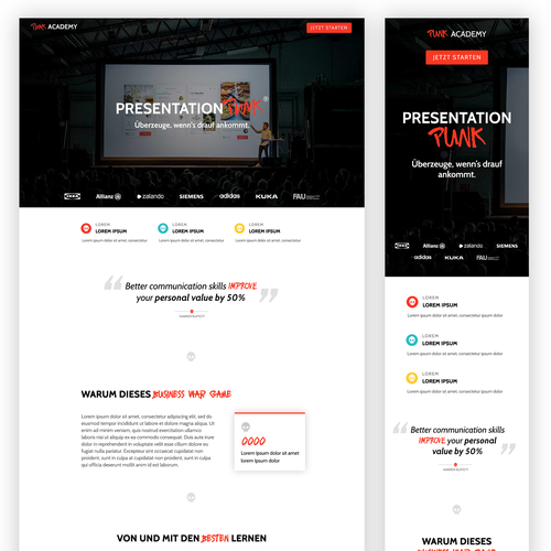 One page design with the title 'Responsive Landing Page'