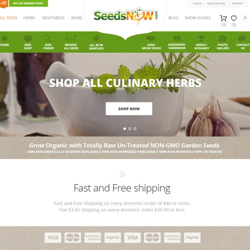 Agriculture website with the title 'Organic and natural feel design for seeds-selling company'