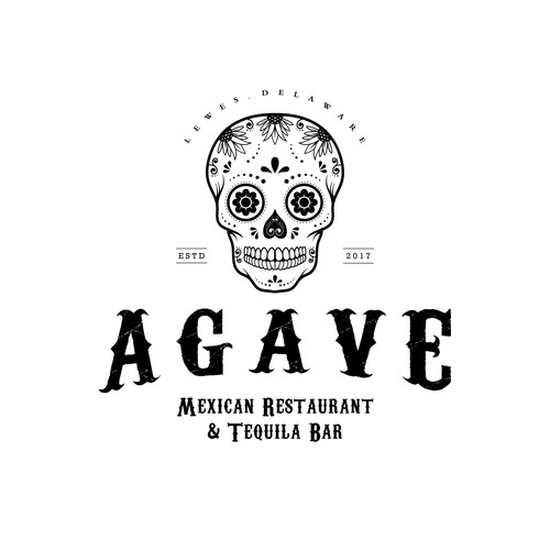 Sugar skull design with the title 'Sugar Skull Ornament Logo'