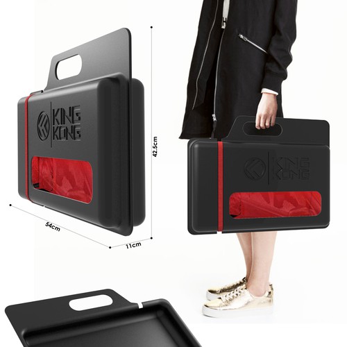 Case design with the title 'Packaging design for a gym bag.'