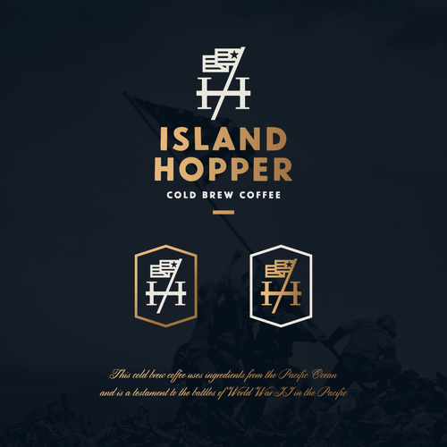 Navy design with the title 'Island Hopper'