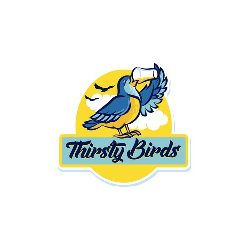 Comic logo with the title 'Illustrative Bird Logo for Beverage Company'