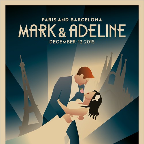 Wedding artwork with the title 'Vintage style poster as anniversary'